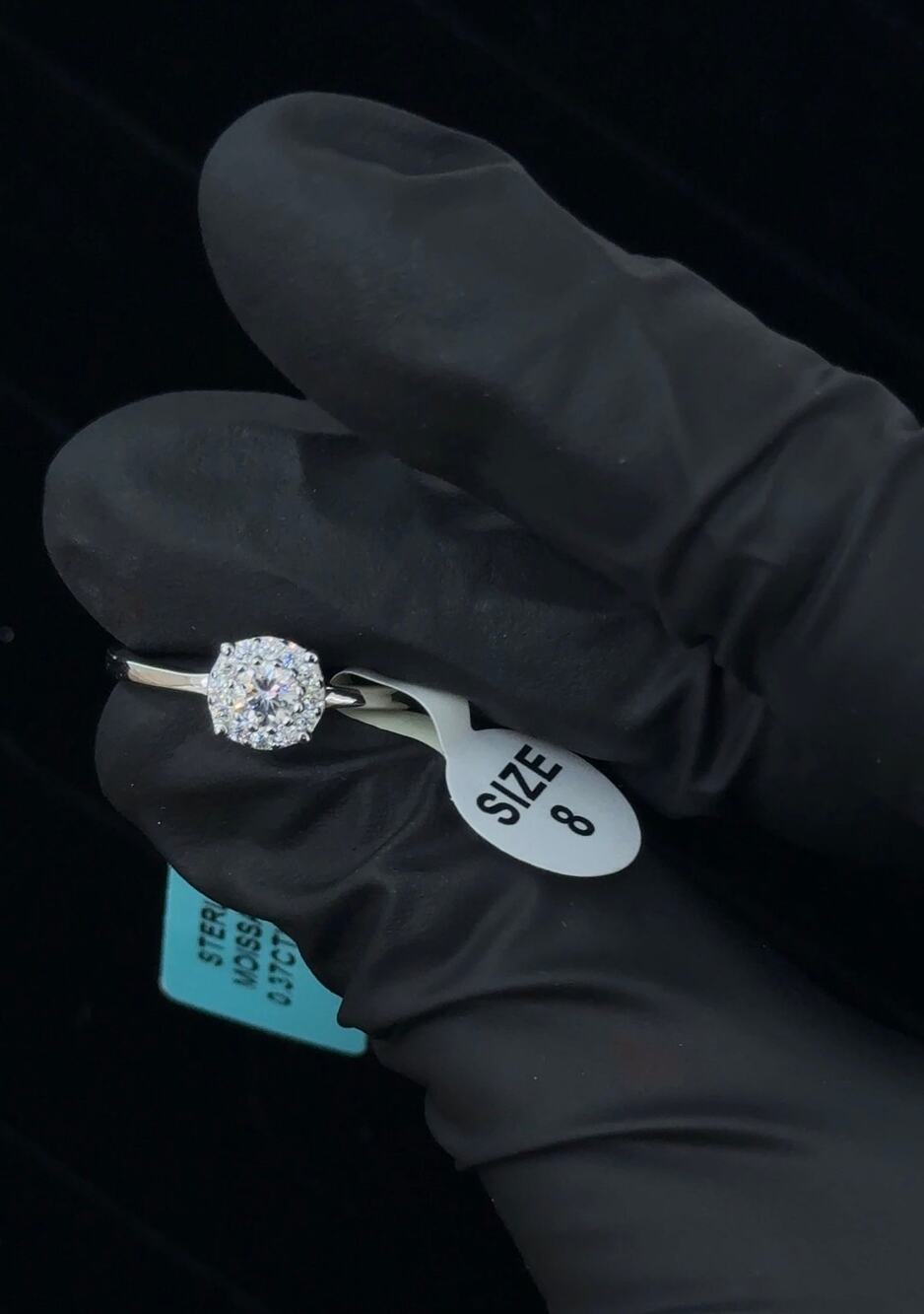 925 Sterling Silver 0.37CTW Moissanite Ring Size 8